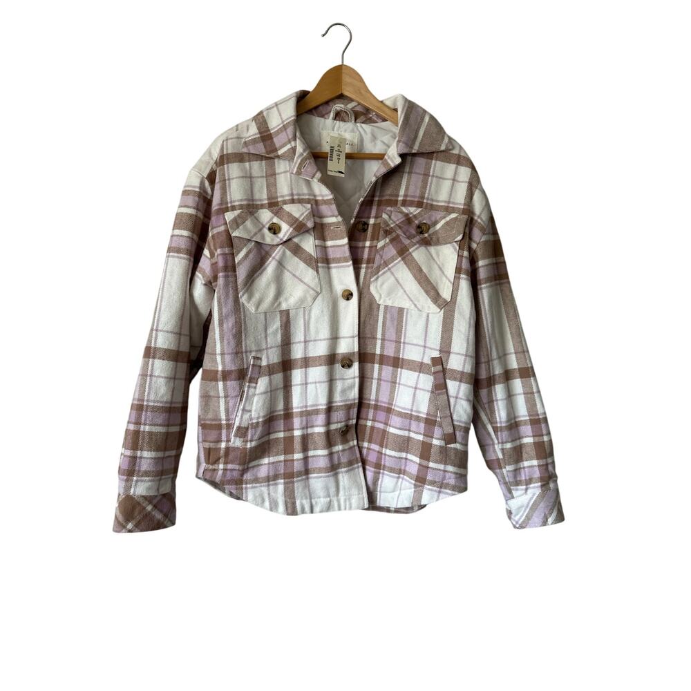 Aeropostale🌿Women’s Plaid Button Up Jacket SZS Pink White Brown Quilted Lined